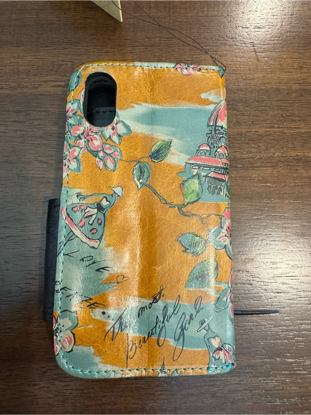 NWT Patricia Nash Leather Brenna Phone Wallet iPhone X Postcard Italian Print